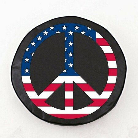HOLLAND BAR STOOL CO 33" x 12-1/2" USA Peace Sign Tire Cover TCZUSPcBK